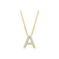 Diamond Initial Necklace - Yellow Solid Gold