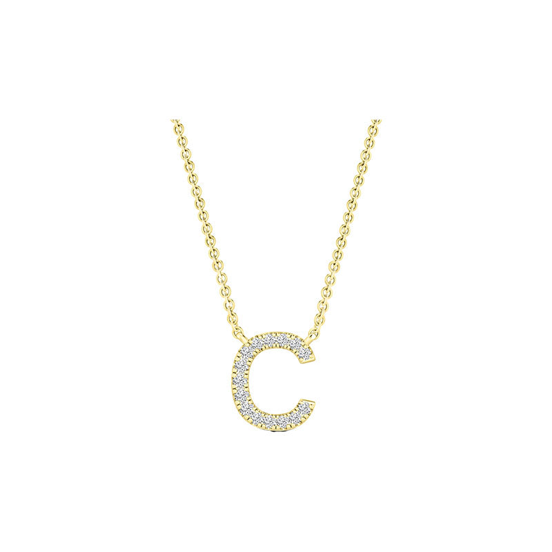 Diamond Initial Necklace - Yellow Solid Gold
