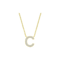 Diamond Initial Necklace - Yellow Solid Gold