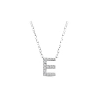 Diamond Initial Necklace - White Solid Gold