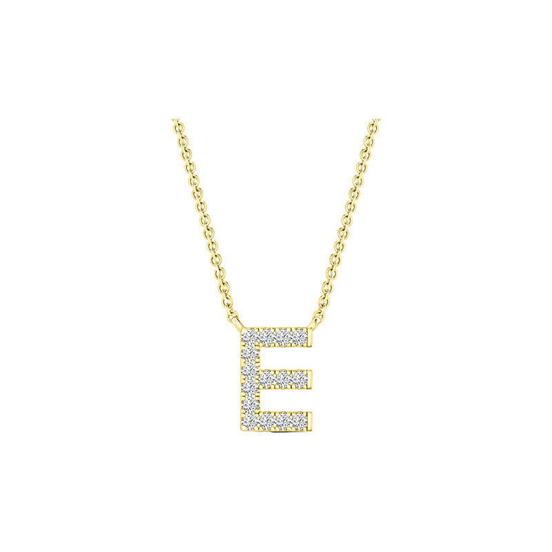 Diamond Initial Necklace - Yellow Solid Gold