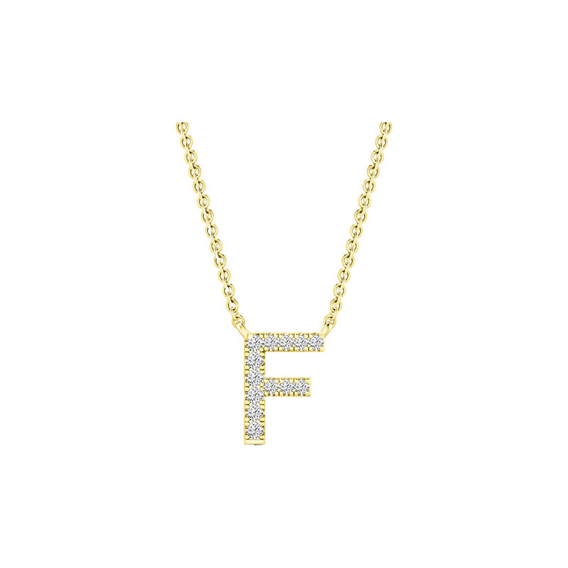 Diamond Initial Necklace - Yellow Solid Gold