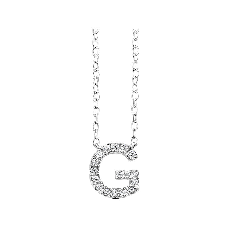 Diamond Initial Necklace - White Solid Gold