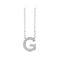 Diamond Initial Necklace - White Solid Gold