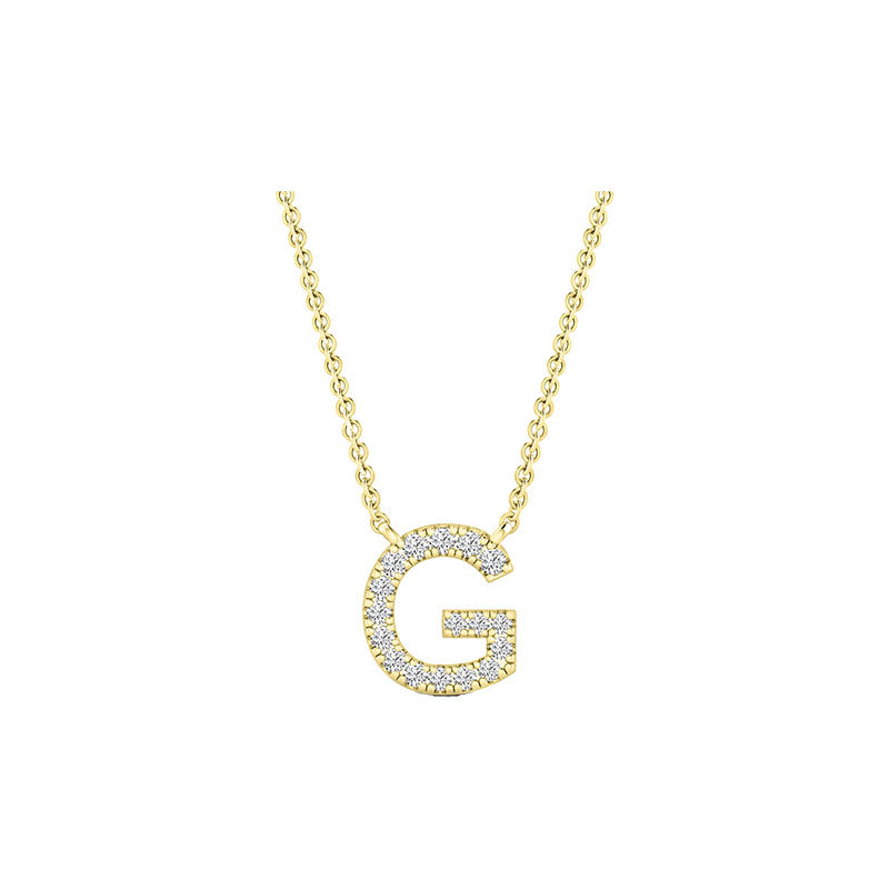 Diamond Initial Necklace - Yellow Solid Gold