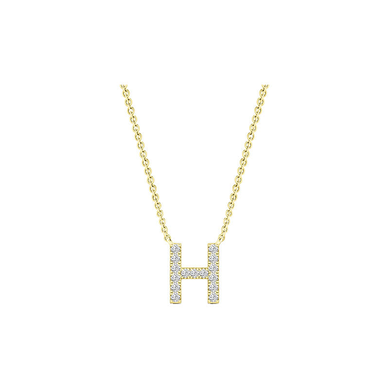 Diamond Initial Necklace - Yellow Solid Gold