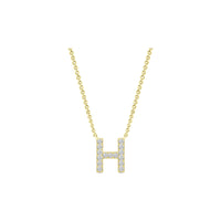 Diamond Initial Necklace - Yellow Solid Gold