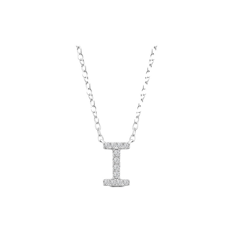 Diamond Initial Necklace - White Solid Gold