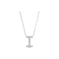Diamond Initial Necklace - White Solid Gold