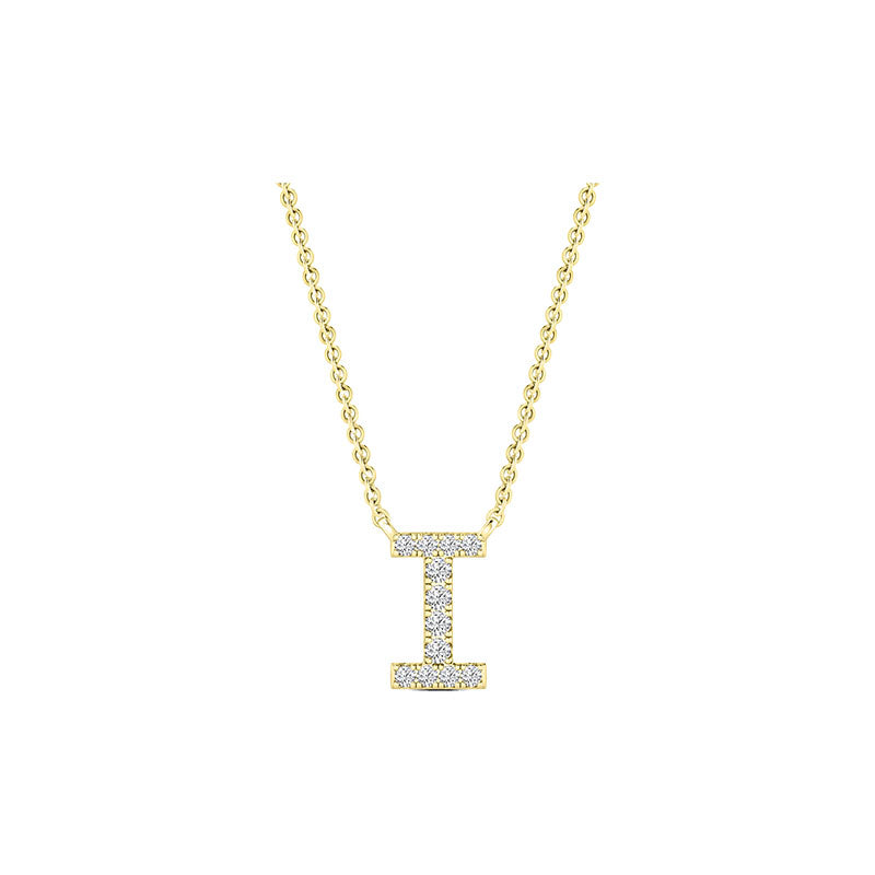 Diamond Initial Necklace - Yellow Solid Gold