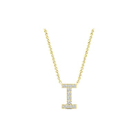 Diamond Initial Necklace - Yellow Solid Gold