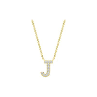 Diamond Initial Necklace - Yellow Solid Gold