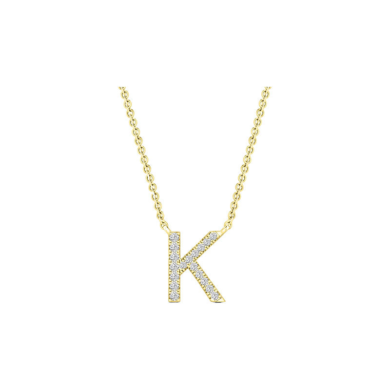 Diamond Initial Necklace - Yellow Solid Gold