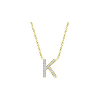 Diamond Initial Necklace - Yellow Solid Gold