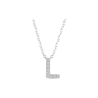 Diamond Initial Necklace - White Solid Gold