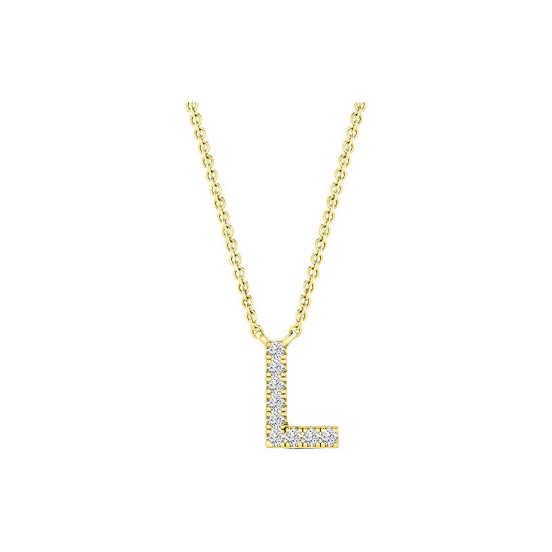 Diamond Initial Necklace - Yellow Solid Gold
