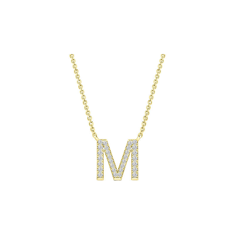 Diamond Initial Necklace - Yellow Solid Gold