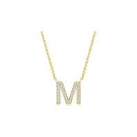 Diamond Initial Necklace - Yellow Solid Gold