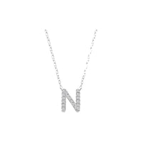 Diamond Initial Necklace - White Solid Gold