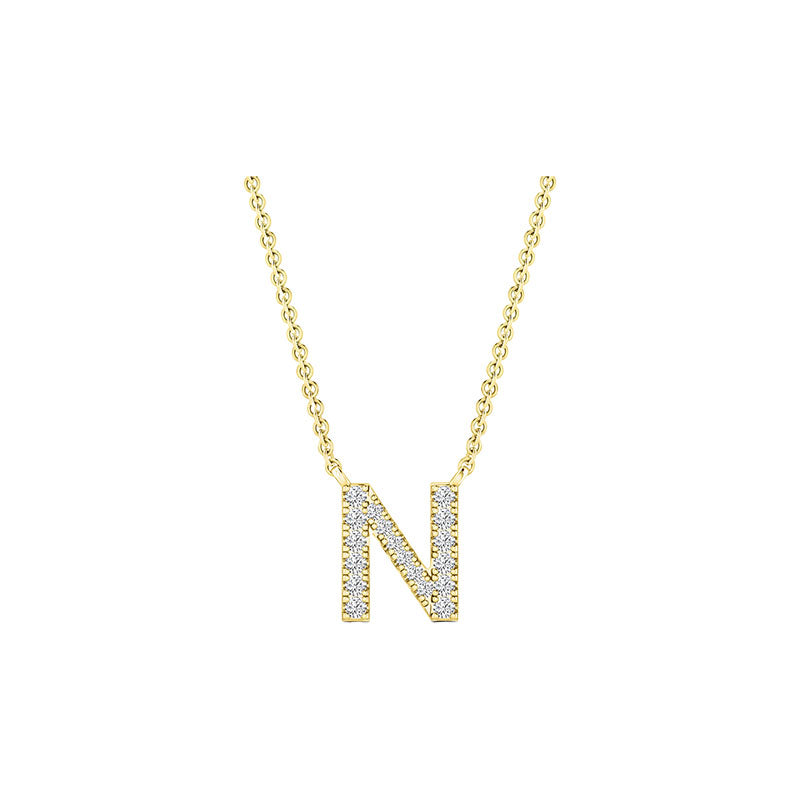 Diamond Initial Necklace - Yellow Solid Gold