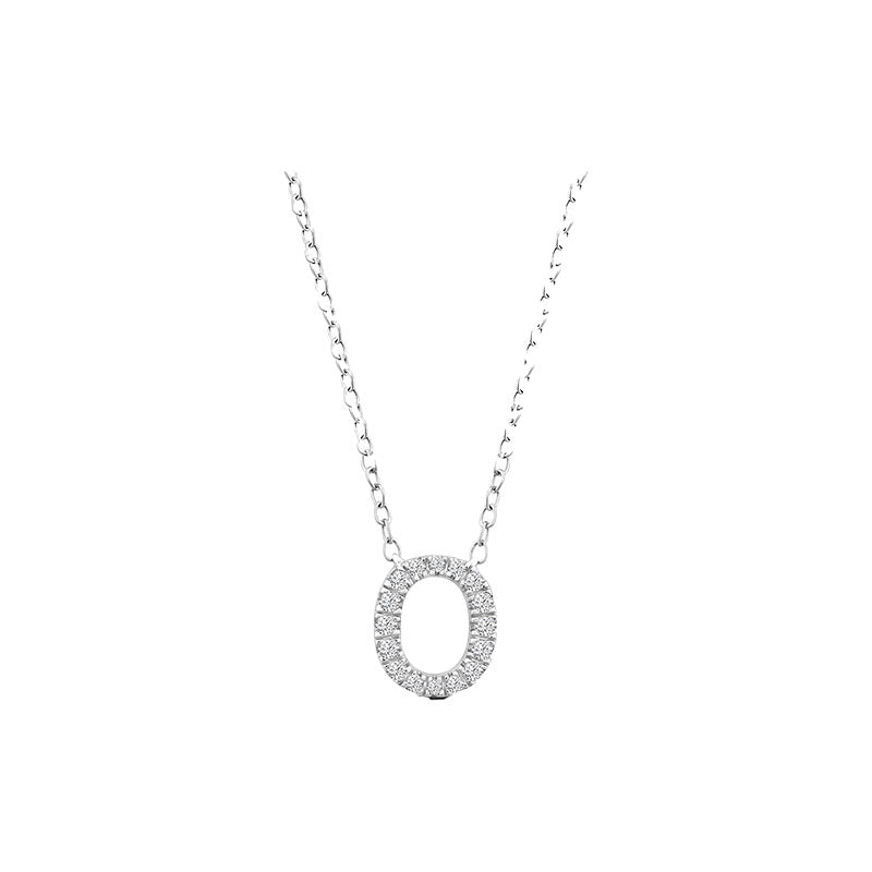 Diamond Initial Necklace - White Solid Gold