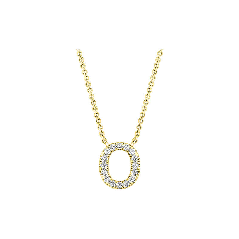 Diamond Initial Necklace - Yellow Solid Gold