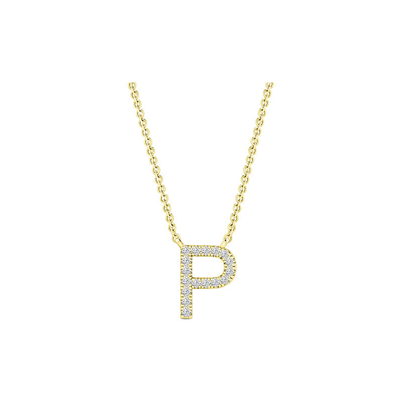 Diamond Initial Necklace - Yellow Solid Gold