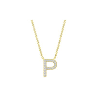 Diamond Initial Necklace - Yellow Solid Gold