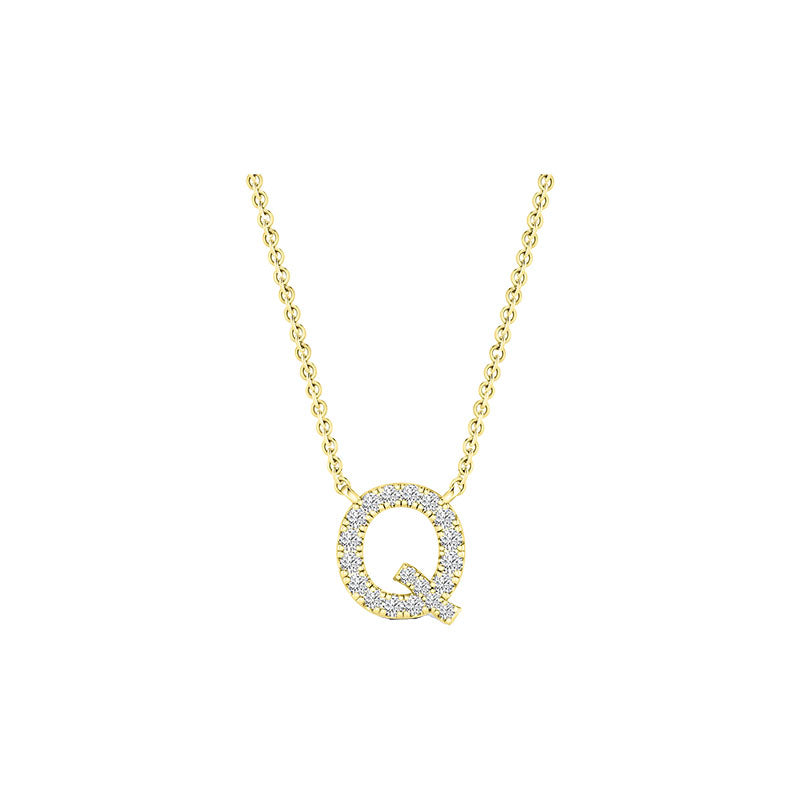 Diamond Initial Necklace - Yellow Solid Gold