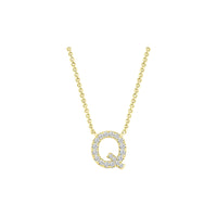 Diamond Initial Necklace - Yellow Solid Gold