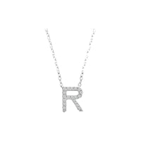 Diamond Initial Necklace - White Solid Gold