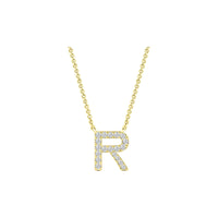 Diamond Initial Necklace - Yellow Solid Gold
