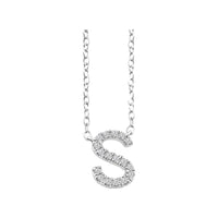 Diamond Initial Necklace - White Solid Gold