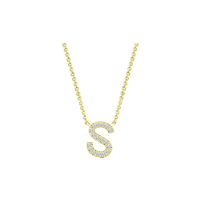 Diamond Initial Necklace - Yellow Solid Gold