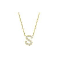 Diamond Initial Necklace - Yellow Solid Gold