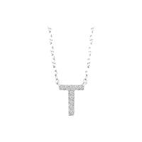 Diamond Initial Necklace - White Solid Gold