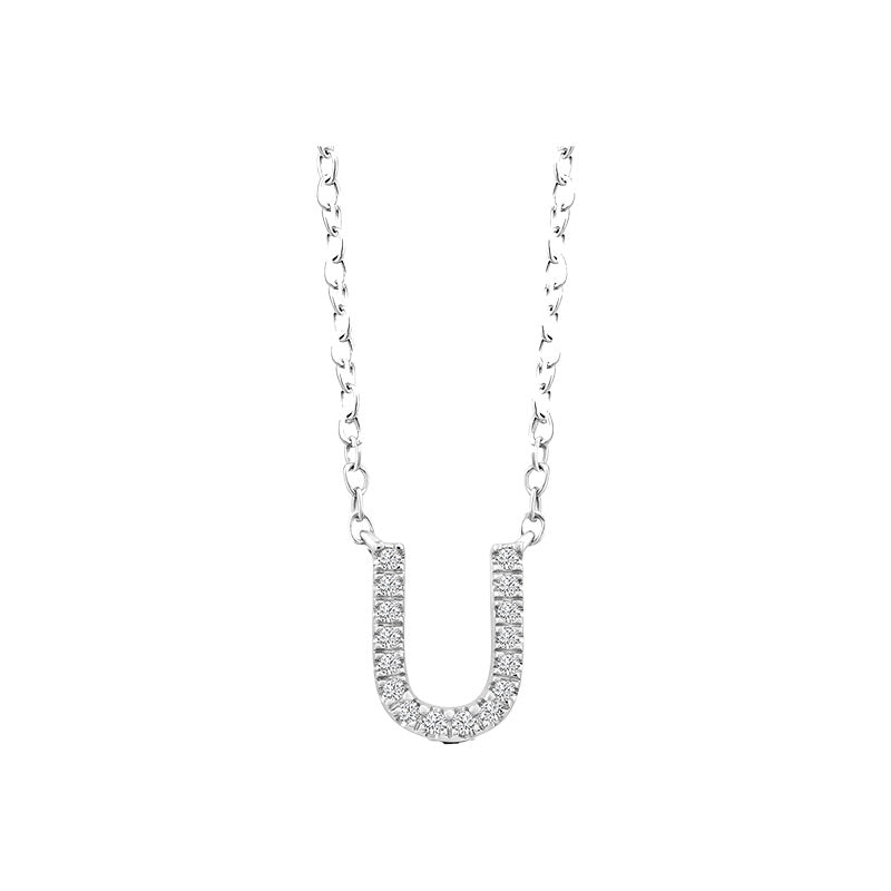 Diamond Initial Necklace - White Solid Gold