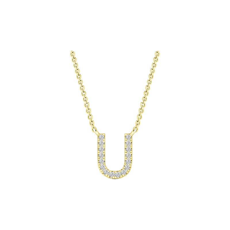 Diamond Initial Necklace - Yellow Solid Gold