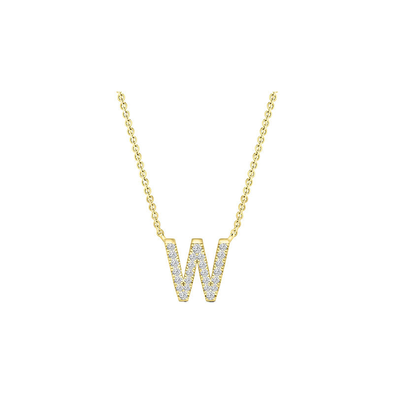 Diamond Initial Necklace - Yellow Solid Gold