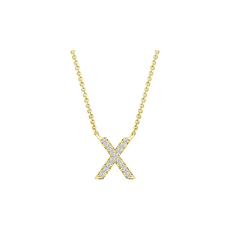 Diamond Initial Necklace - Yellow Solid Gold