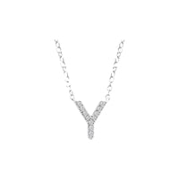 Diamond Initial Necklace - White Solid Gold