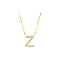 Diamond Initial Necklace - Yellow Solid Gold