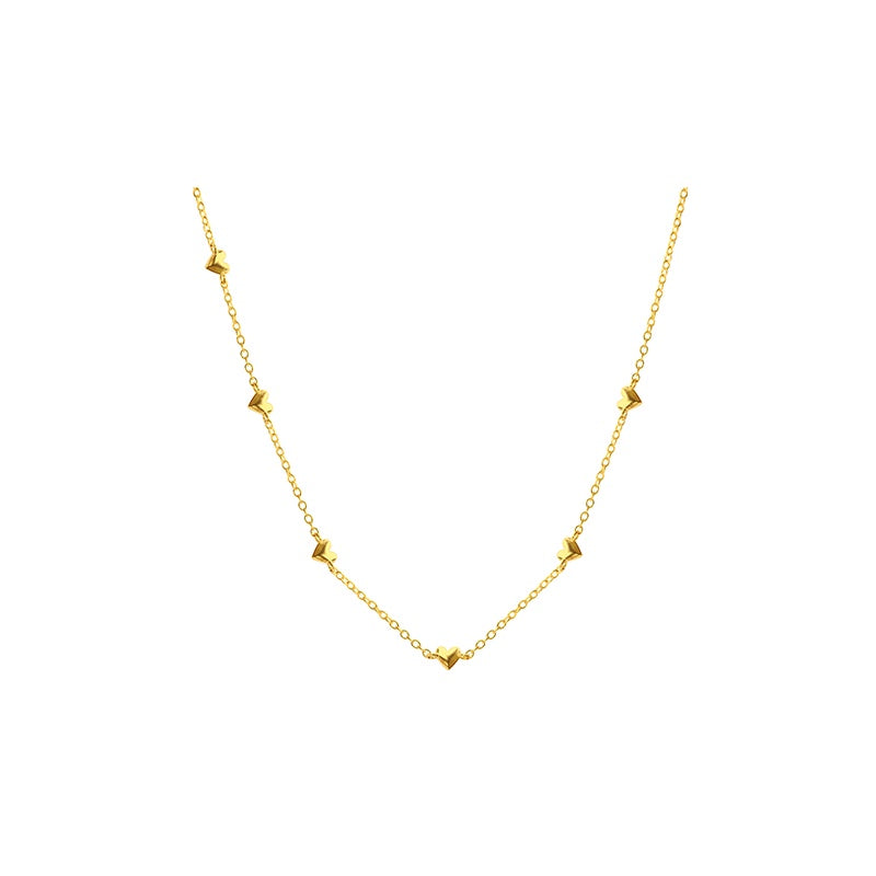 Gold String of Hearts Necklace