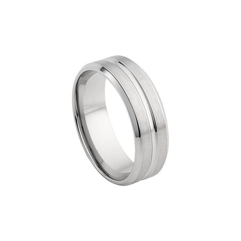 Mens Stainless Steel Centre Cutout Band Ring