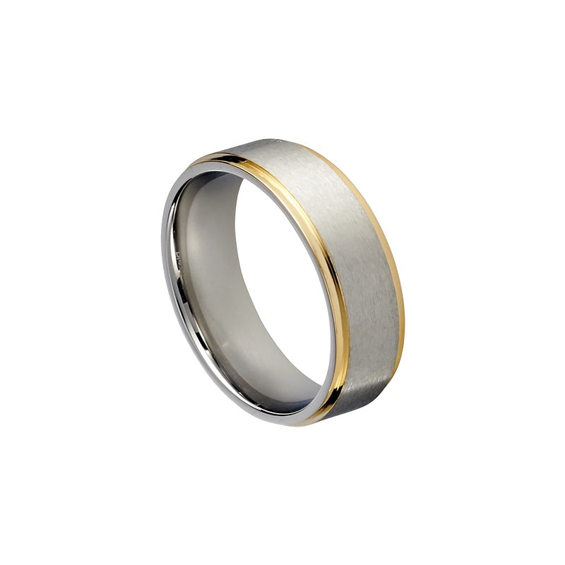 Mens Stainless Steel 2 Tone Band Ring
