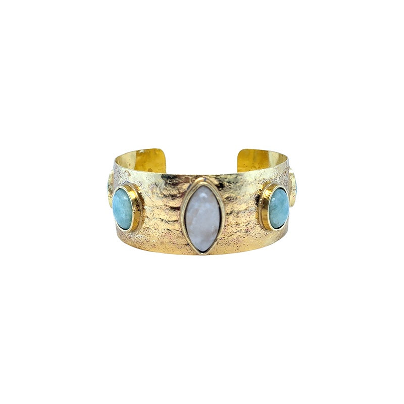 Amara Amazonite and Moonstone Wide Cuff