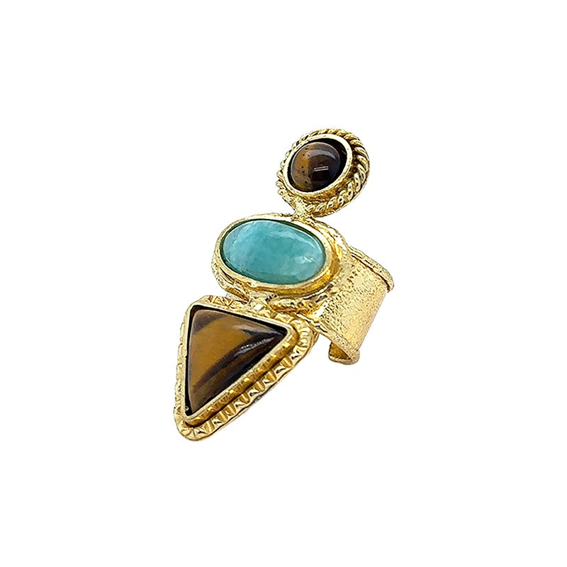 Amara TriStone Amazonite and Tigers Eye Ring