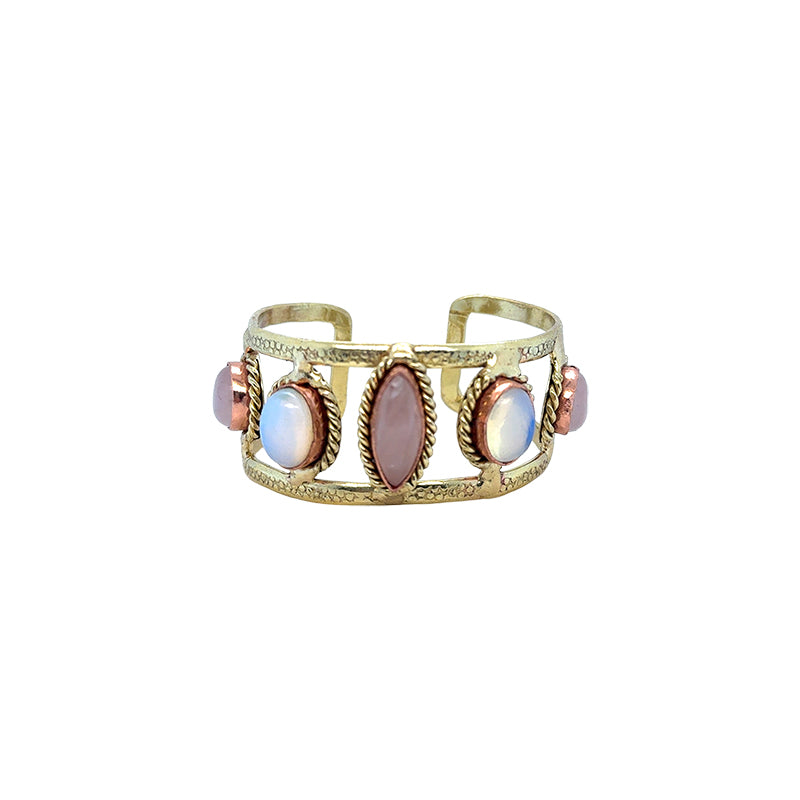 Amara Rose Quartz and Opalite Stone  Cuff
