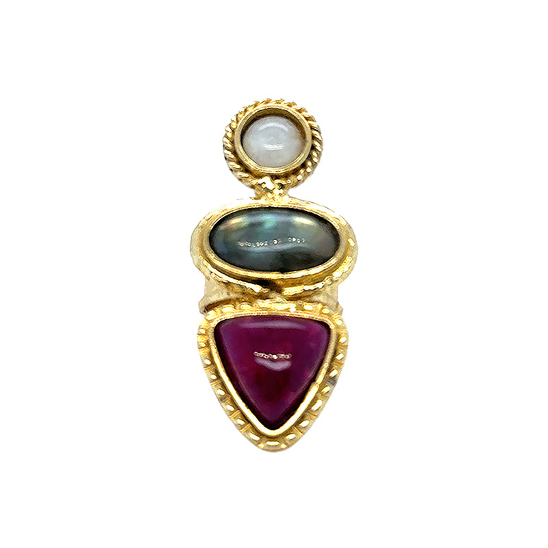 Amara TriStone Ruby Labrodite and Moonstone Ring