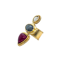 Amara TriStone Ruby Labrodite and Moonstone Ring